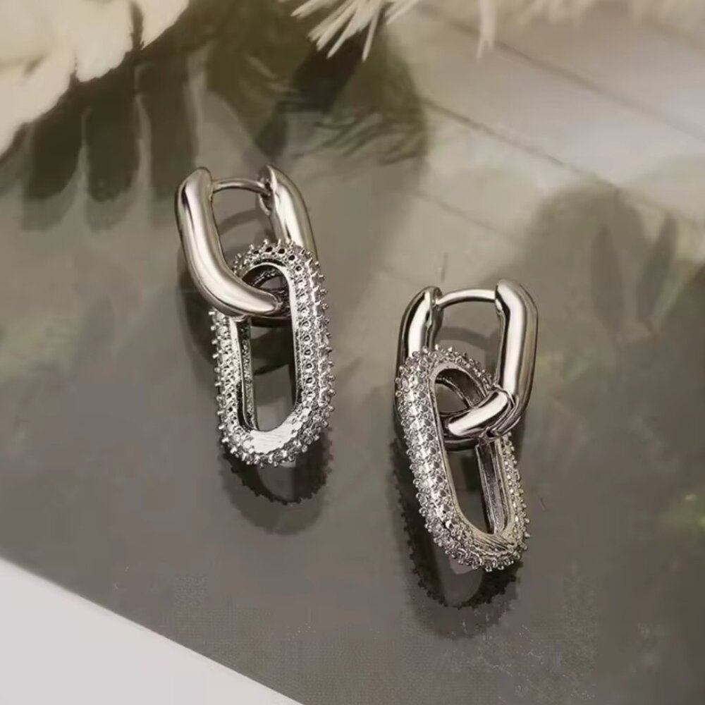 Retro Double Loop Drop Earrings - image 2